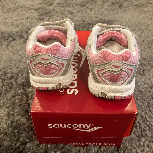 Girls Saucony Pink and Silver Velcro Sneakers - Picture 4 of 4